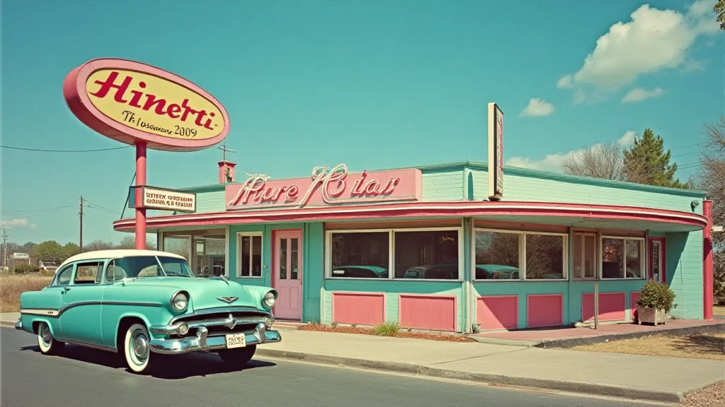 Vintage postcard of a 1950s diner