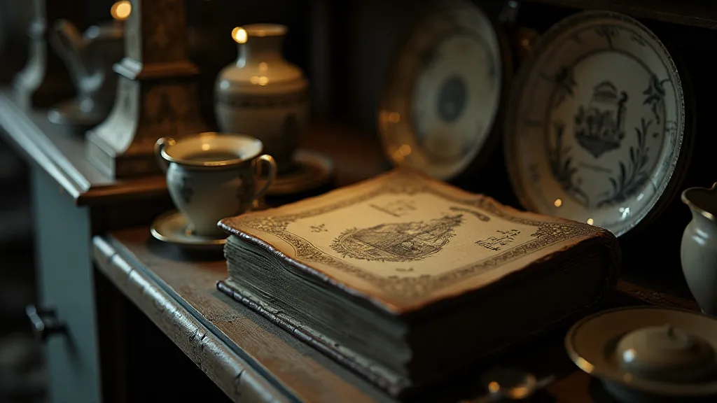 Vintage postcard album in an antique shop