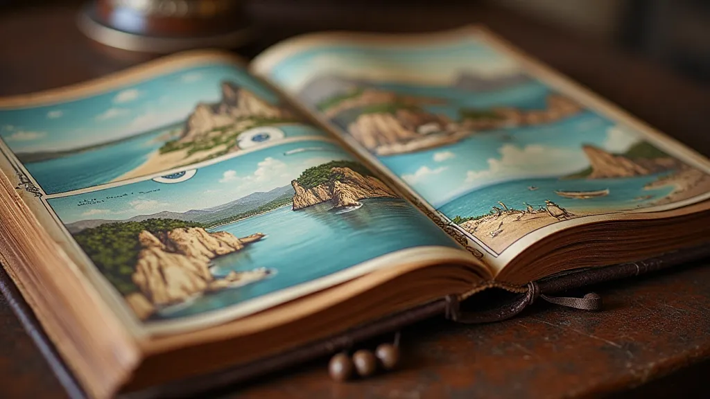 Vintage postcard collection in an antique album
