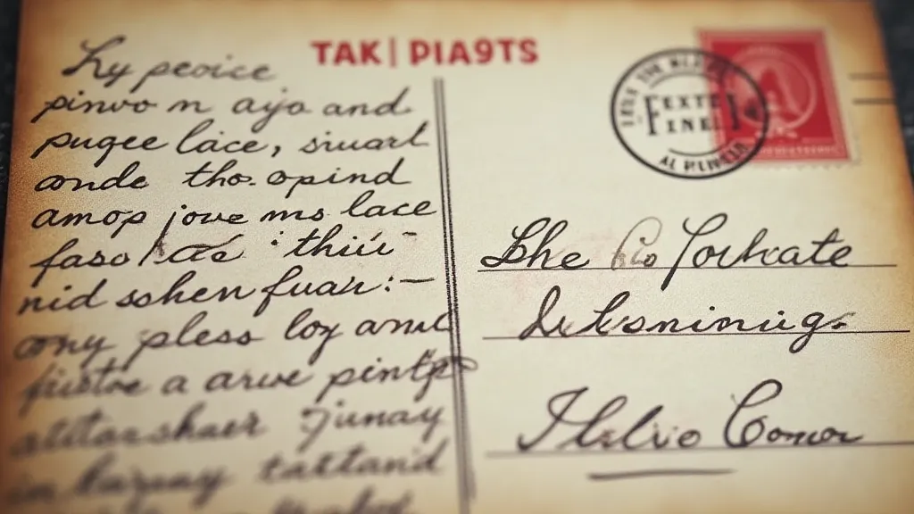 Vintage postcard back with handwritten message
