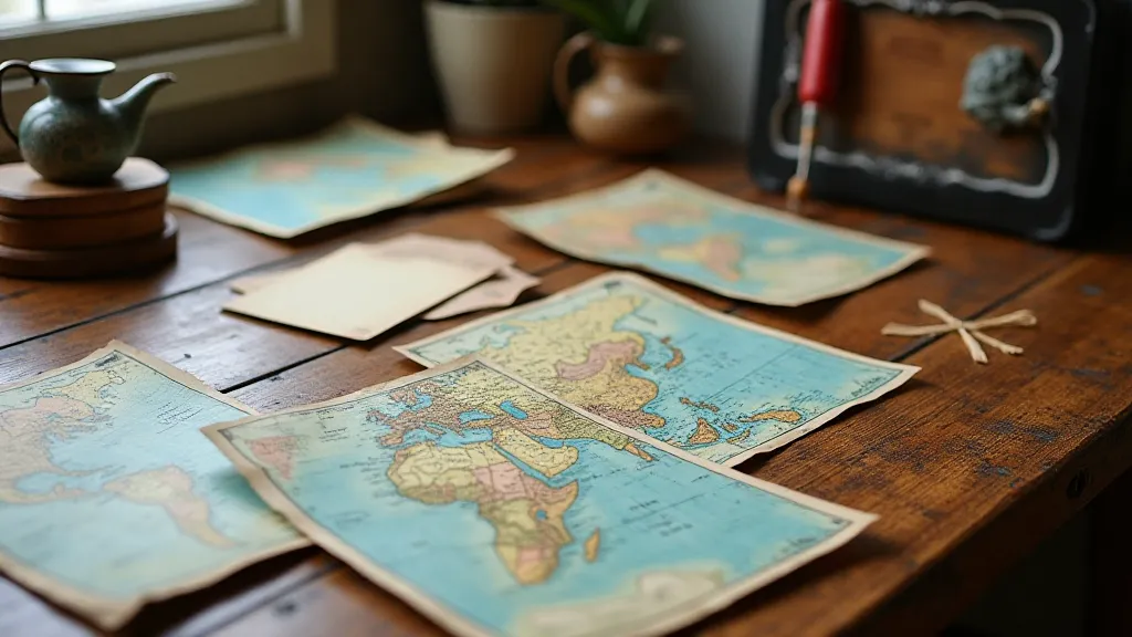 Collection of vintage postcard maps