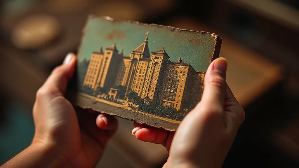 Collector holding a vintage postcard