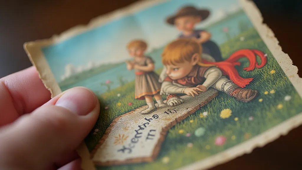 Close-up of a vintage postcard showcasing craftsmanship