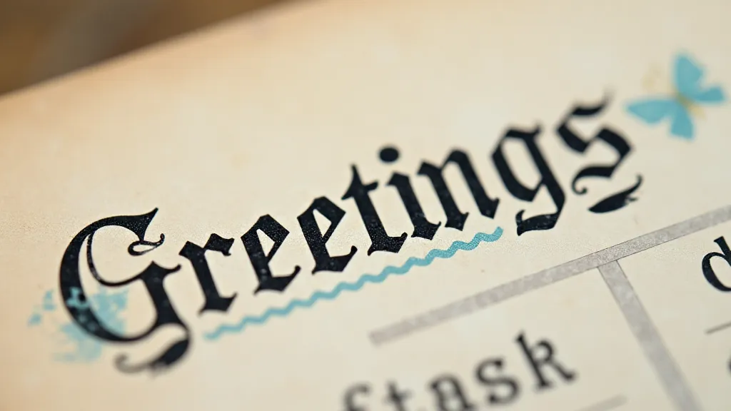 Close-up of vintage postcard typography detail